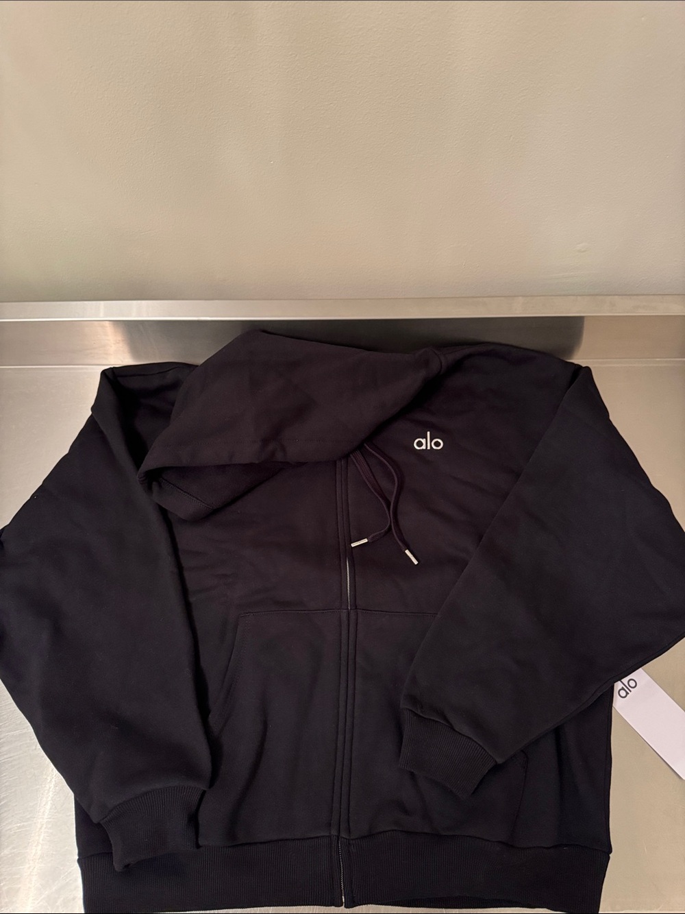 Alo Black Zip-Up Hoodie size small